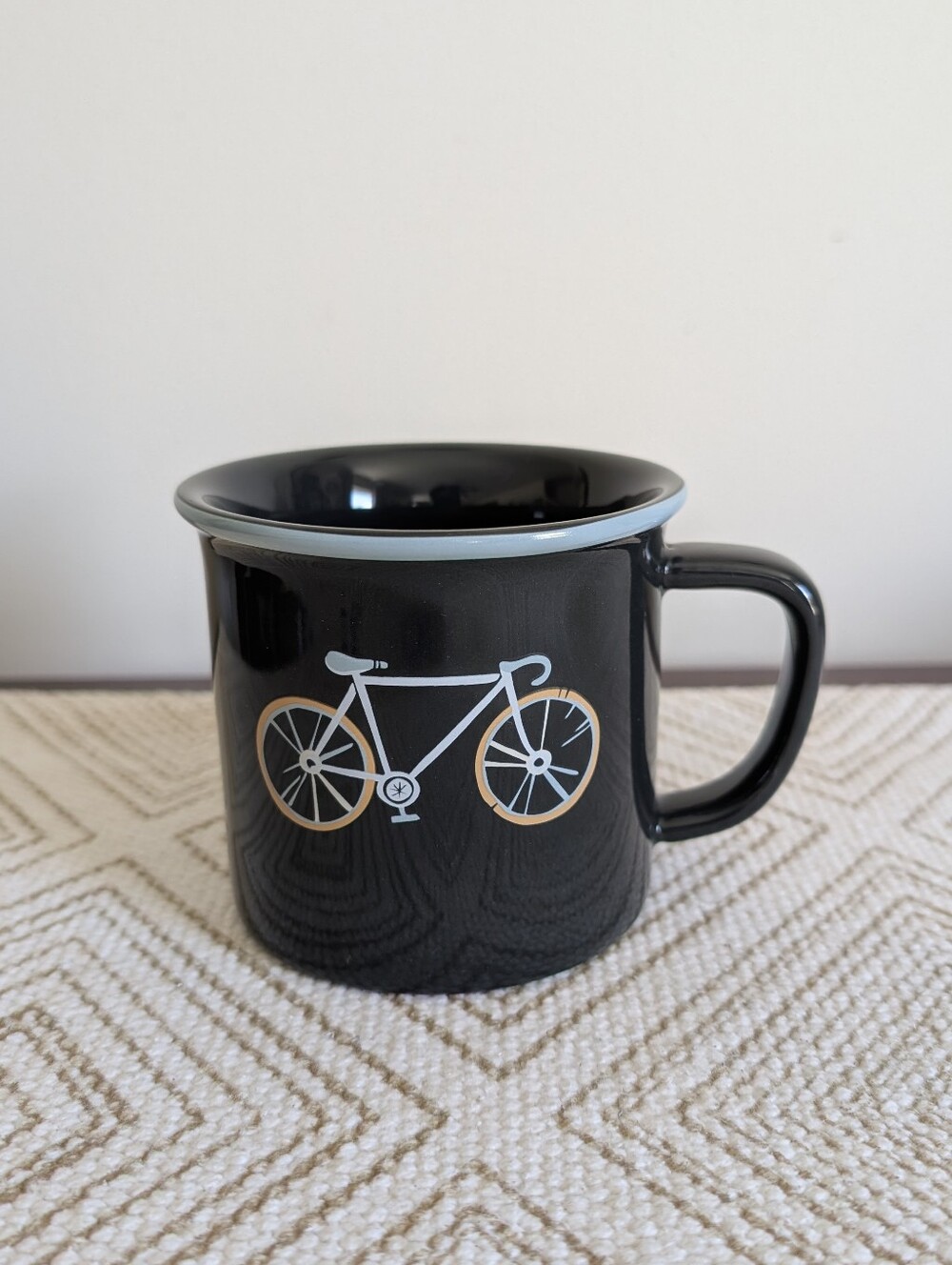 Heritage‎ Bicycle Mug Dark Gray with Dust Blue and Tan Bike Graphic
